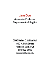Premium UW–Madison business card example