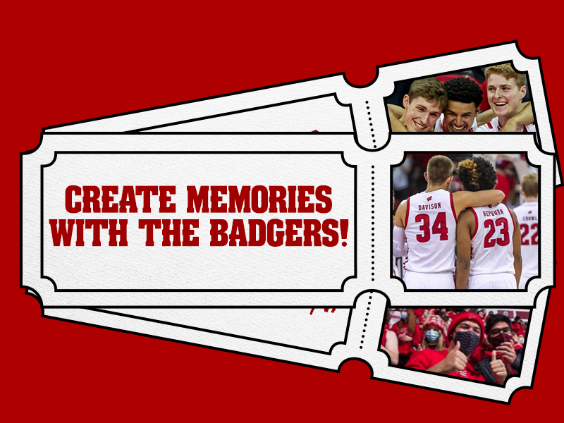 Tickets with images from UW Basketball games.