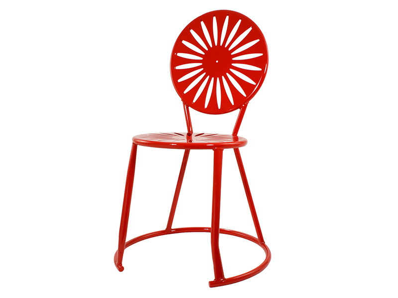 Red terrace chair on a white background.